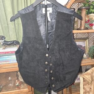 Black Suede Vest with Button Closure